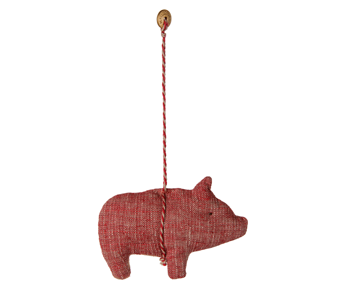 Adorno de tela, cerdo - Rojo
