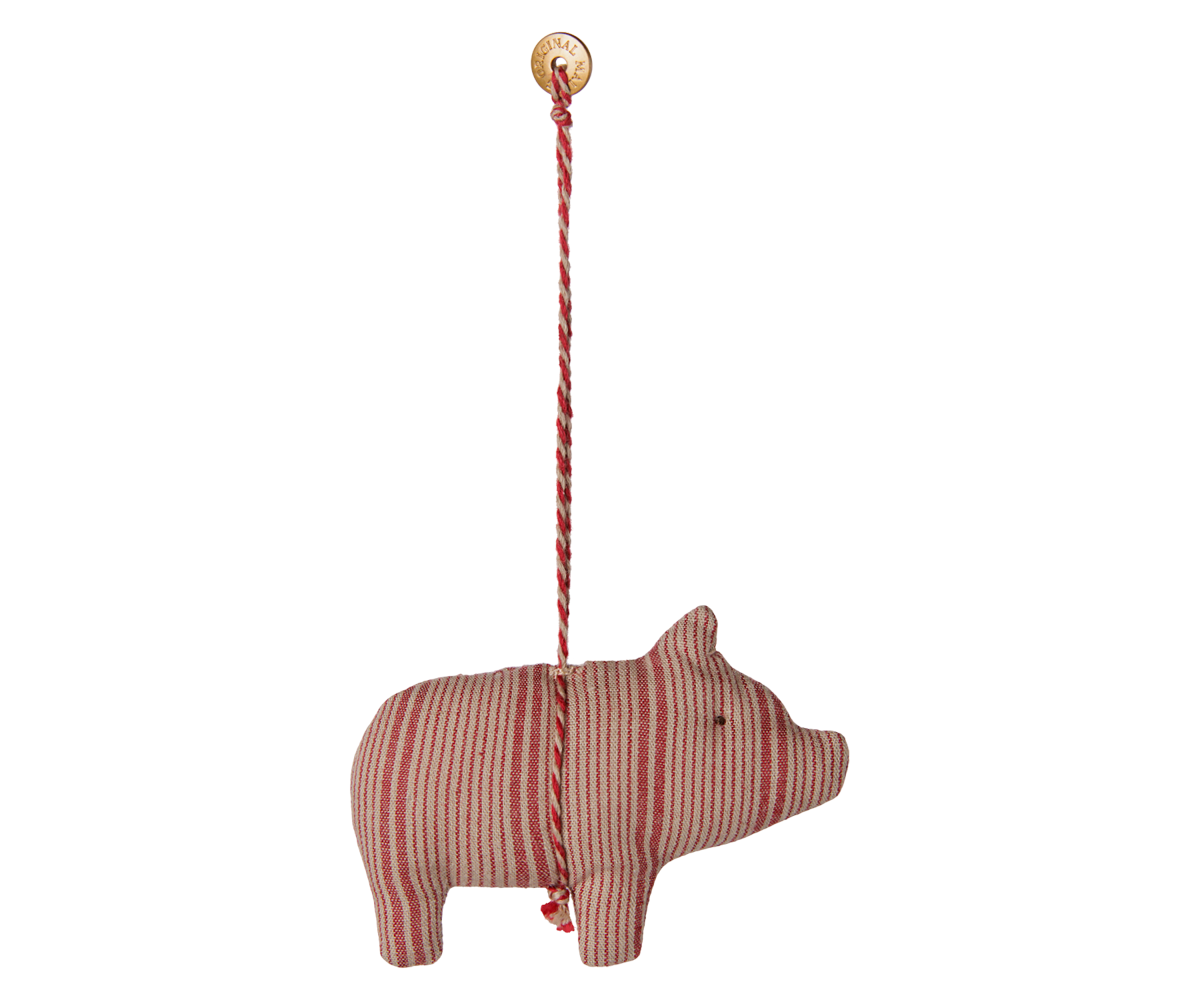 Adorno de tela, cerdo - Rojo