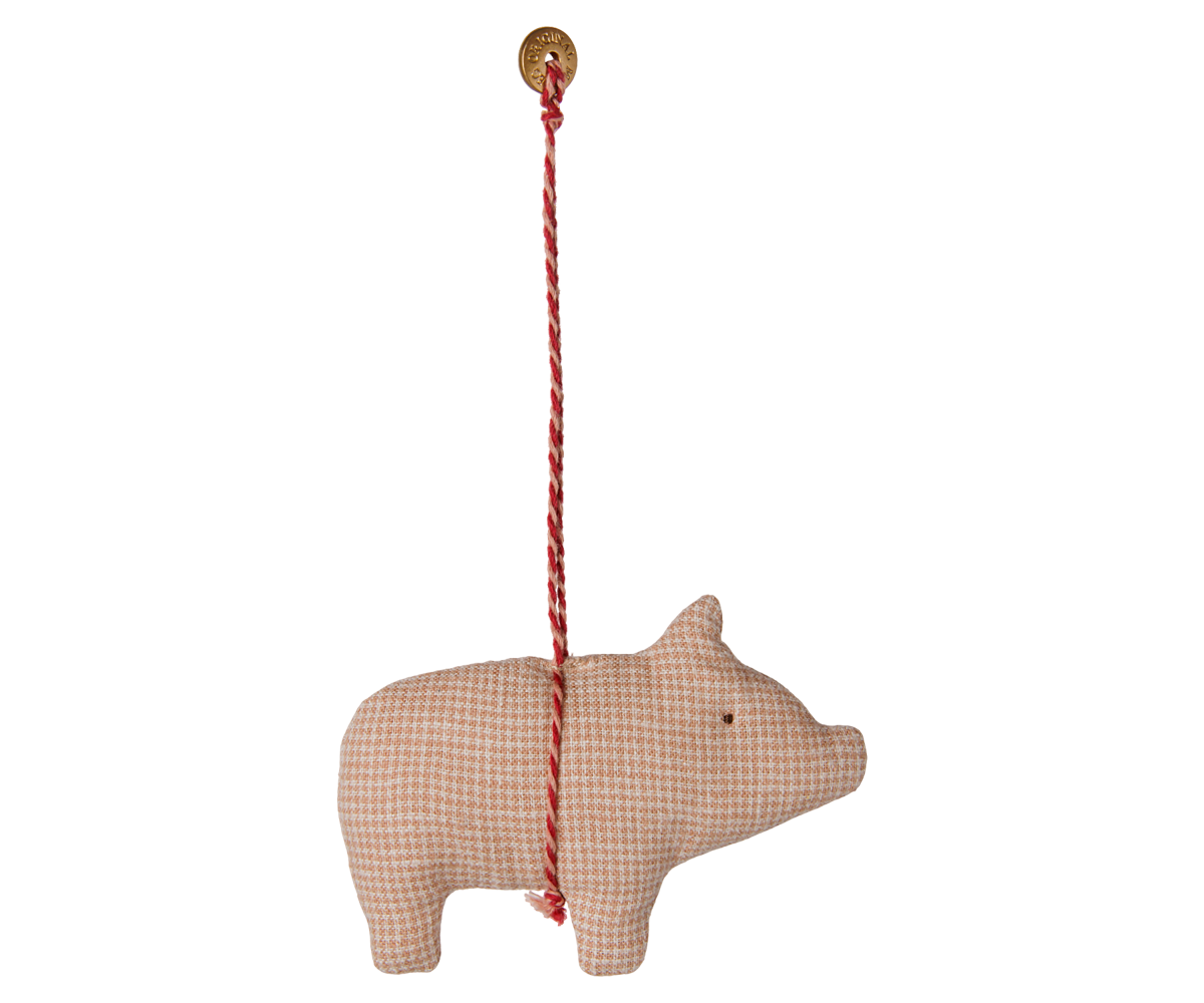 Adorno de tela, cerdo - Rojo