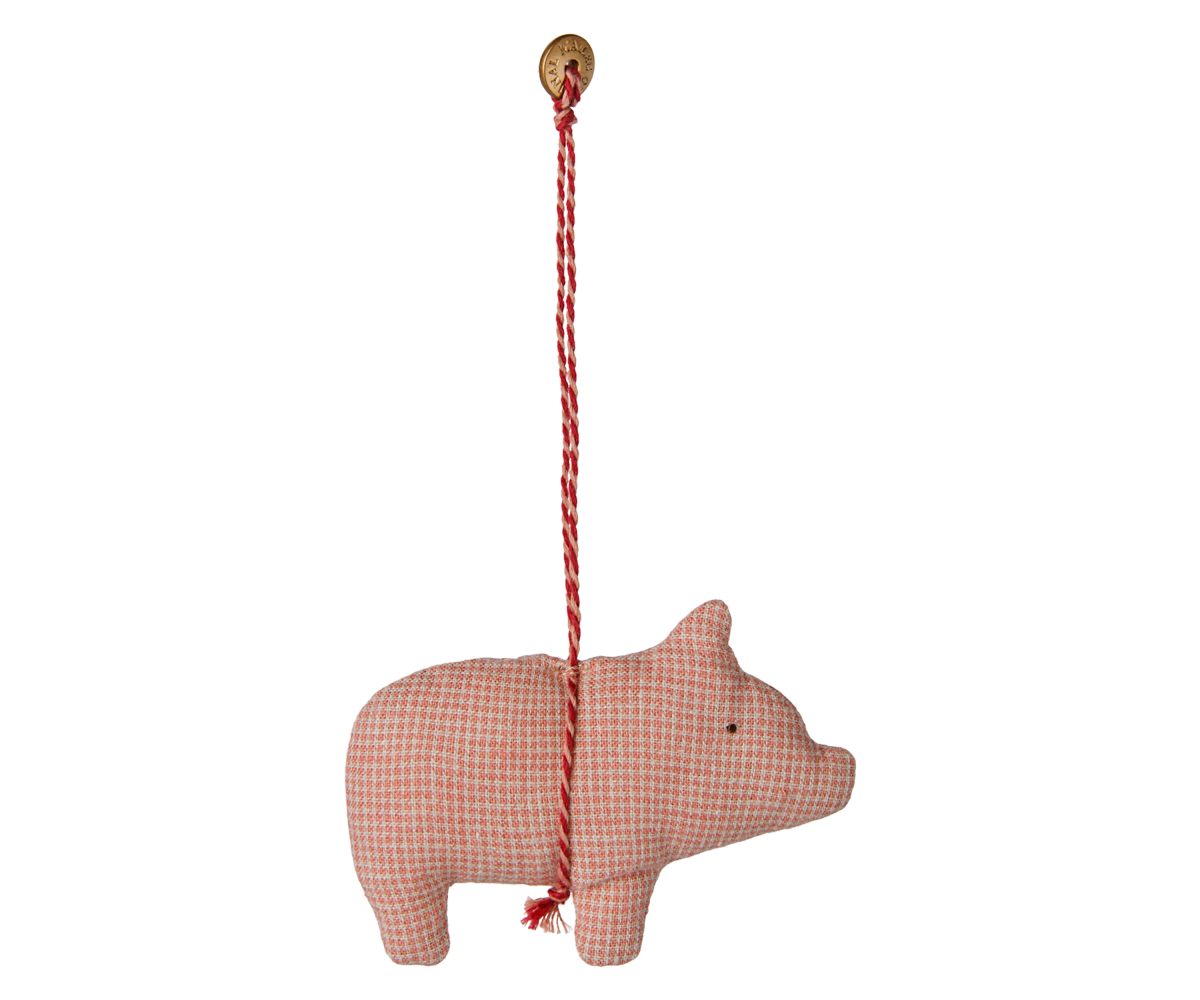 Adorno de tela, cerdo - Rojo