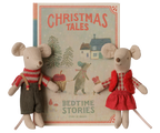 Ratones gemelos navideños, hermanita y hermanito en libro - Maileg