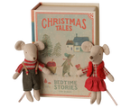 Ratones gemelos navideños, hermanita y hermanito en libro - Maileg