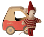 Ratón de Navidad, hermanita en caja con forma de coche - Maileg