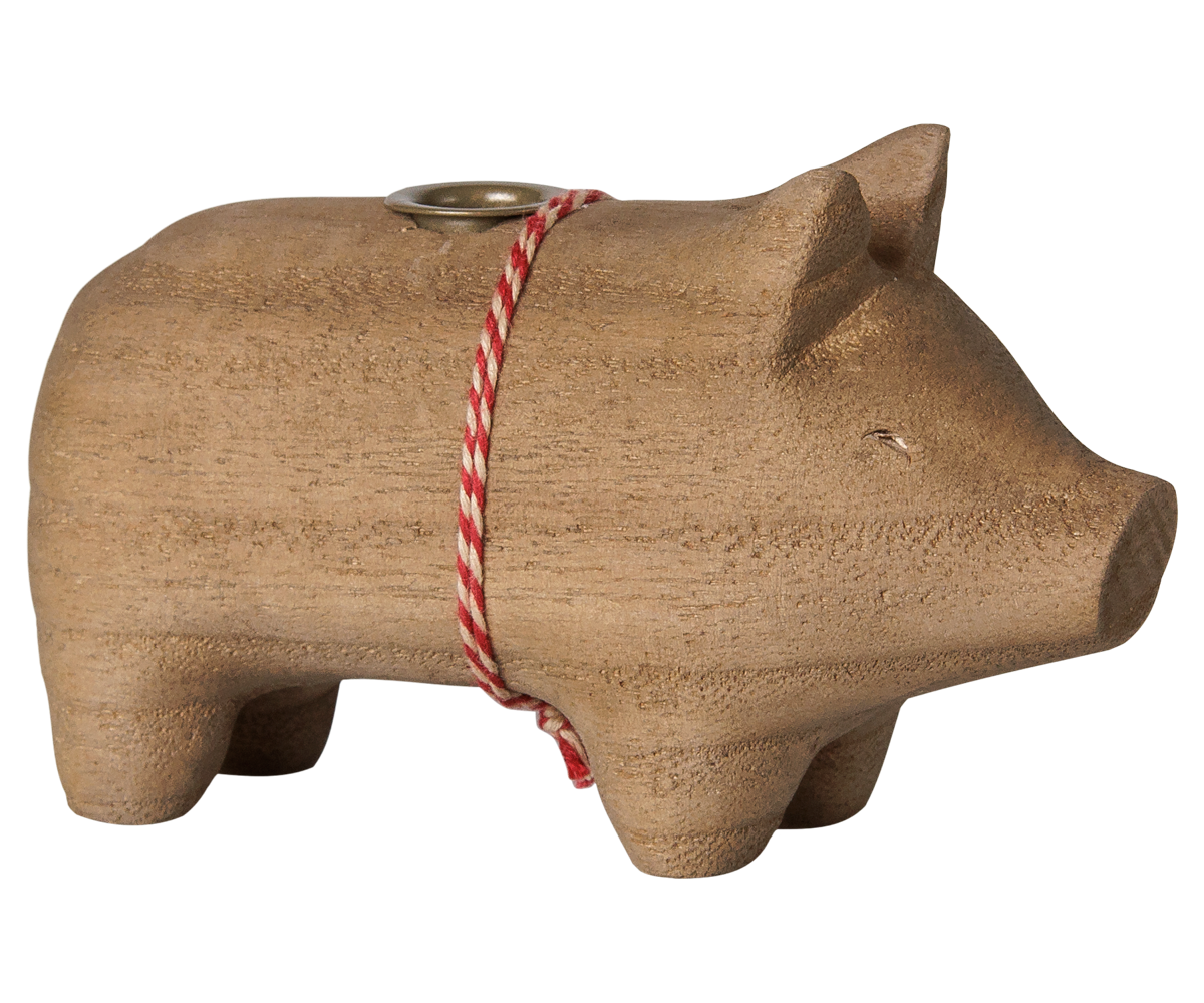Portavelas de madera, cerdo, Pequeño - Maileg