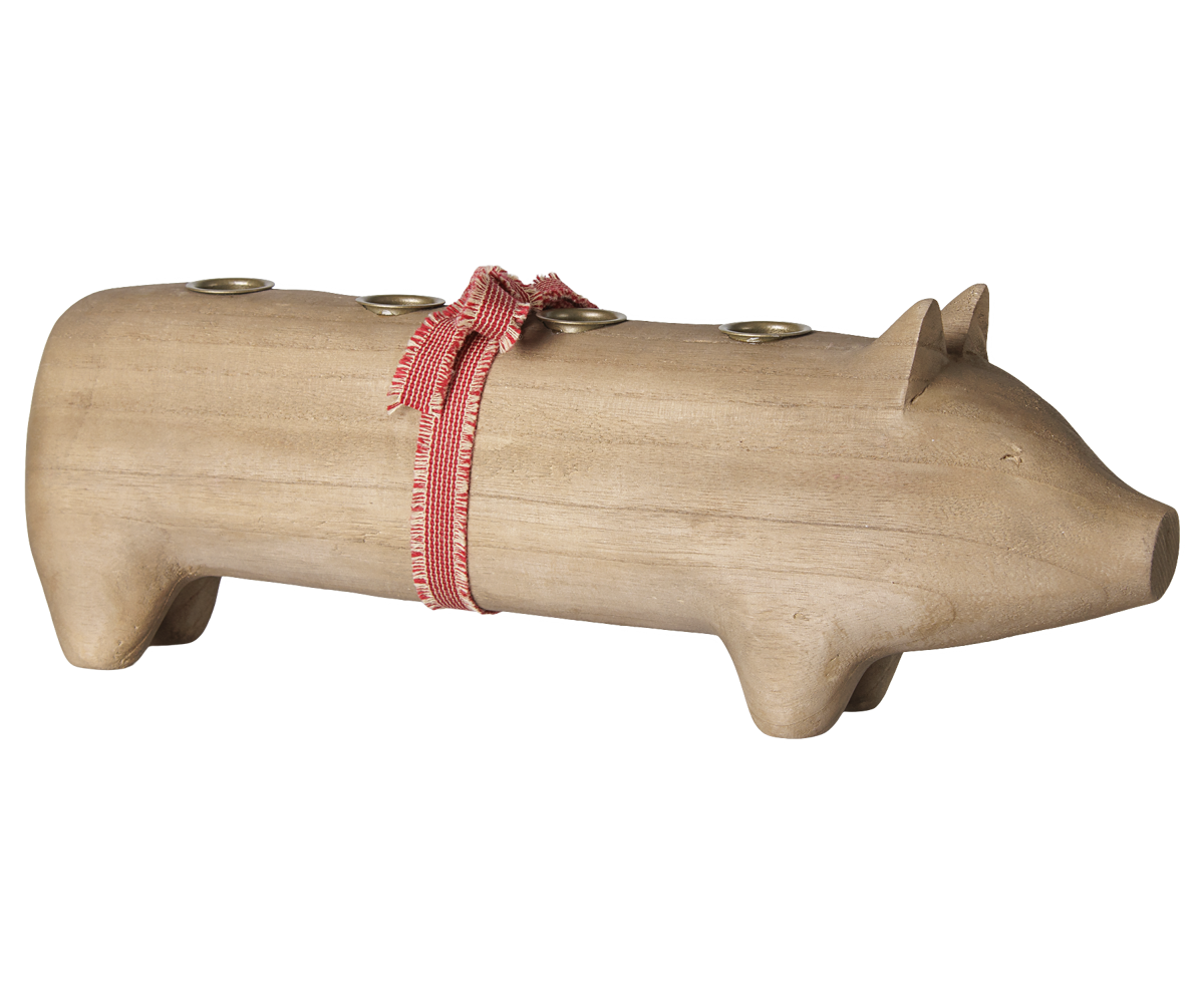 Portavelas de madera, cerdo, Adviento grande - Maileg