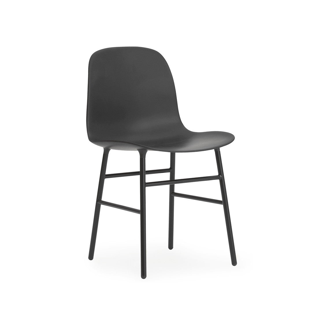 Black Form Chair with Steel Legs