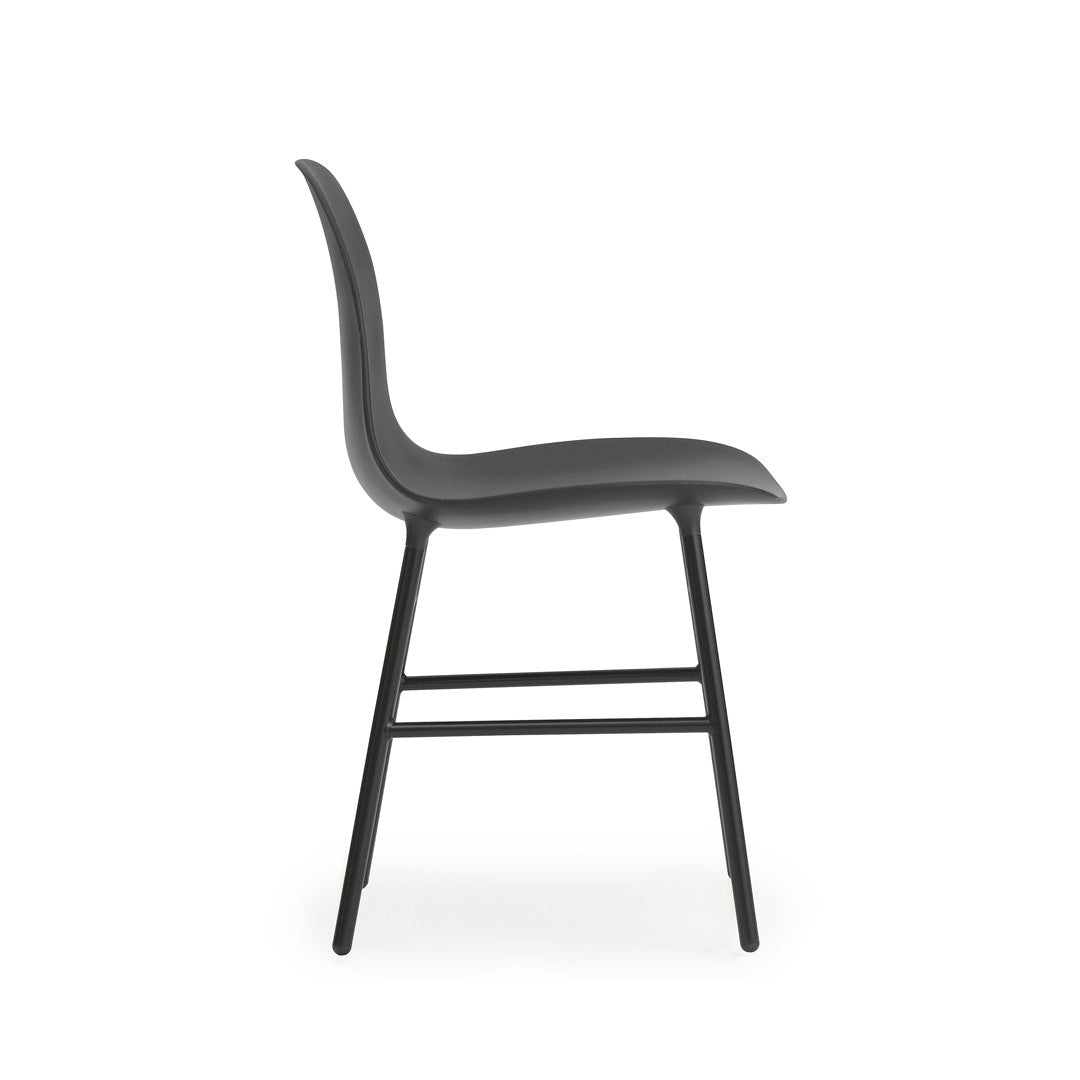 Black Form Chair with Steel Legs