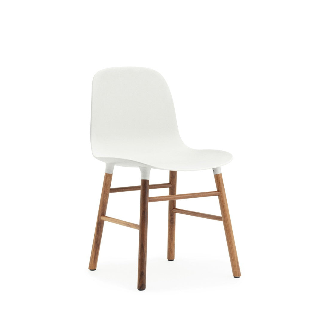 Form Chair, White Seat, Walnut Legs