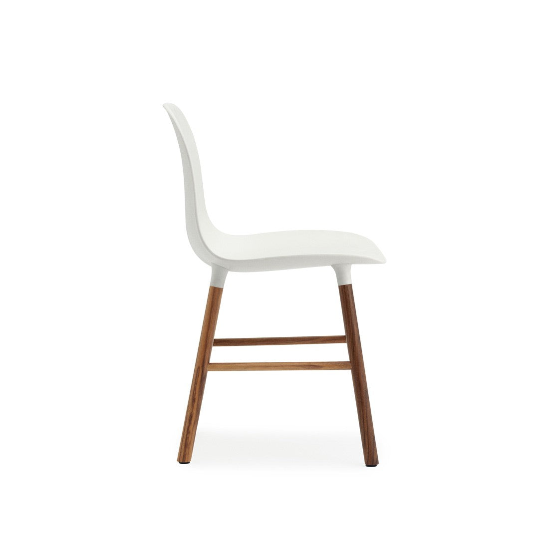Form Chair, White Seat, Walnut Legs