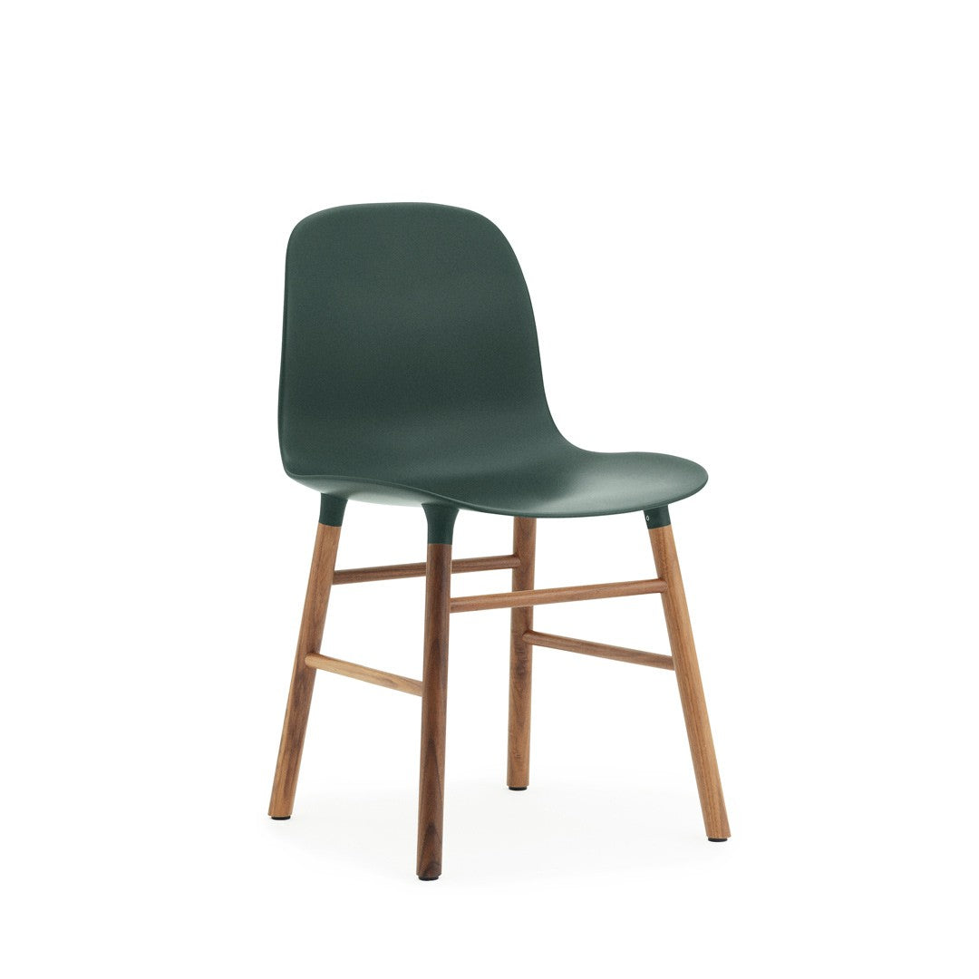 Form Chair, Green Seat, Walnut Legs