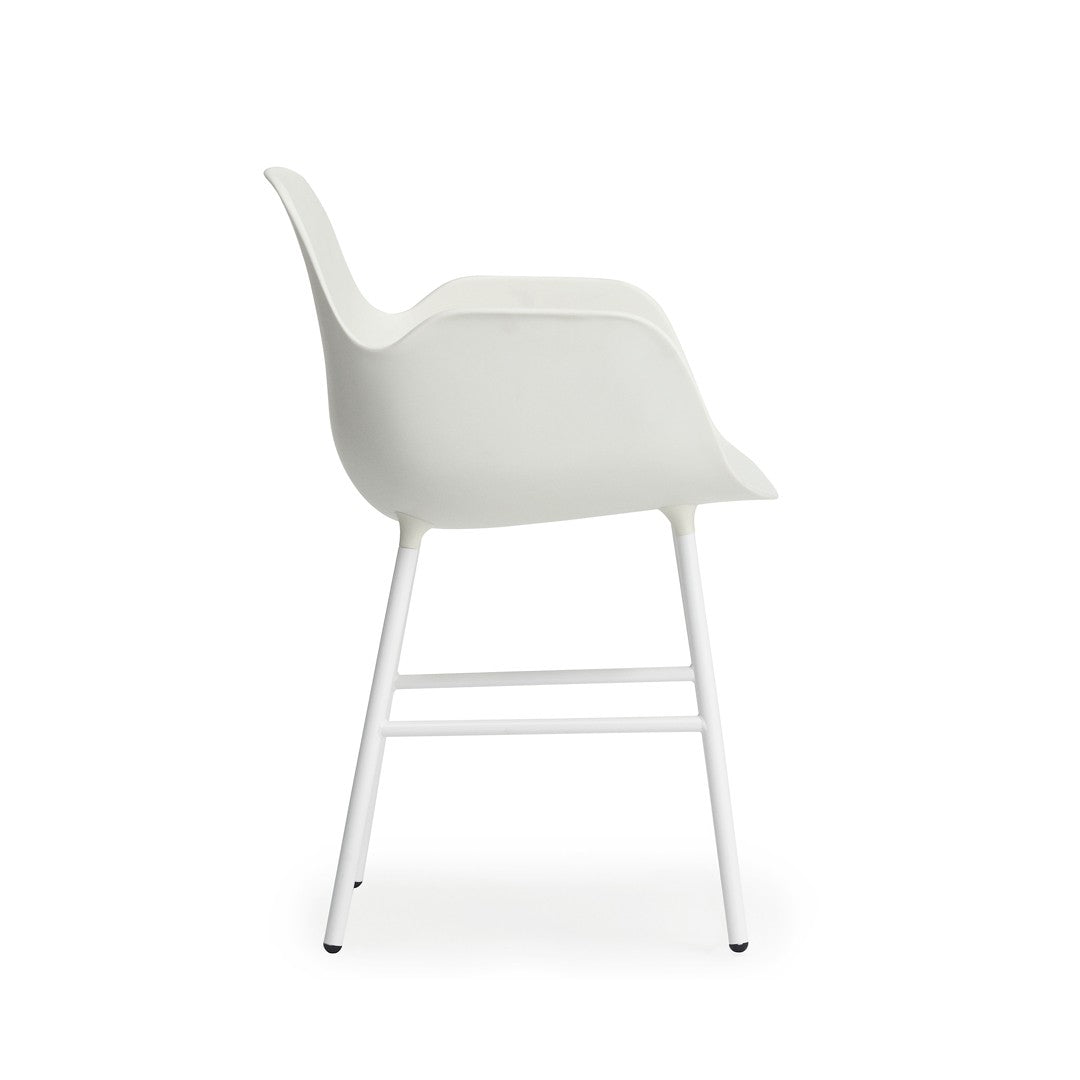 Armchair with Form White Seat and Steel Legs