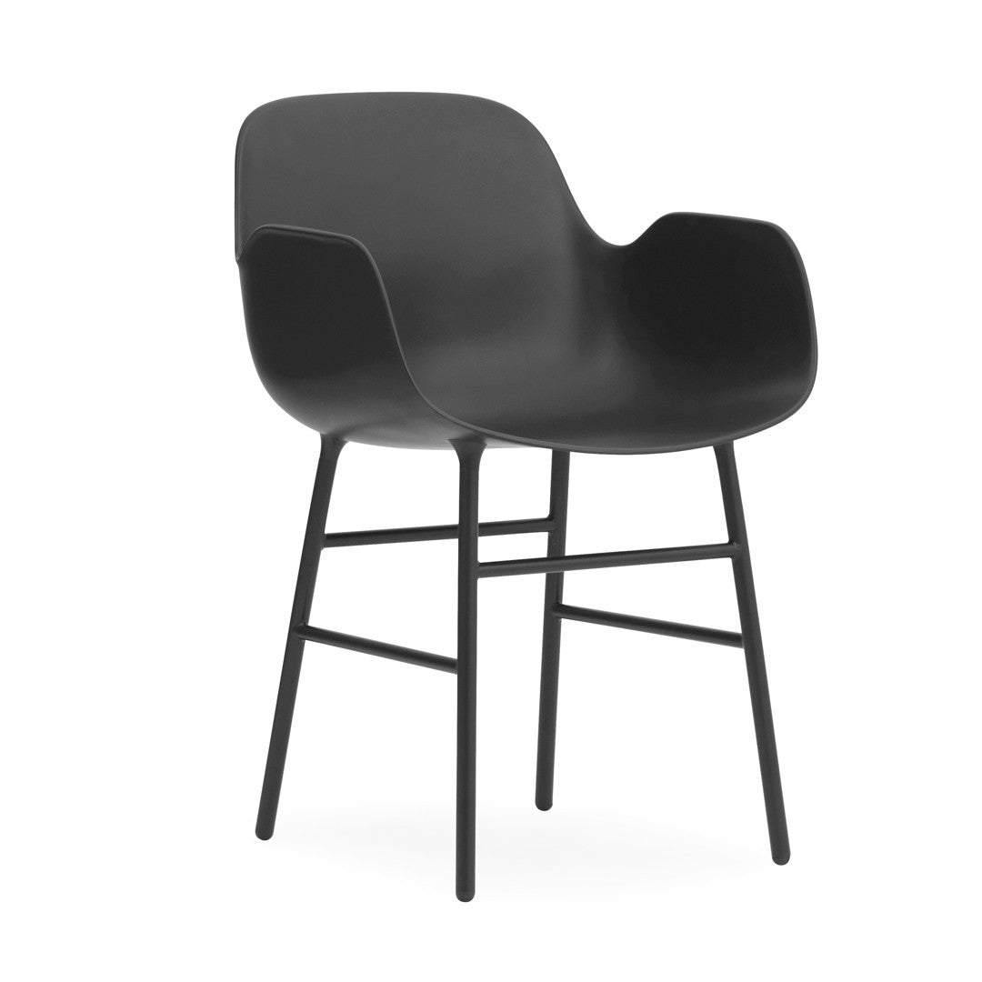 Form Armchair, Black, Steel Legs