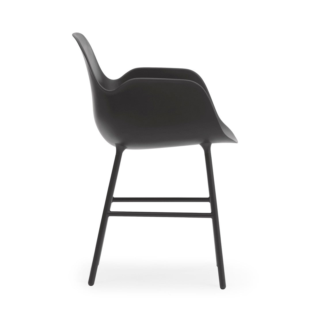 Form Armchair, Black, Steel Legs