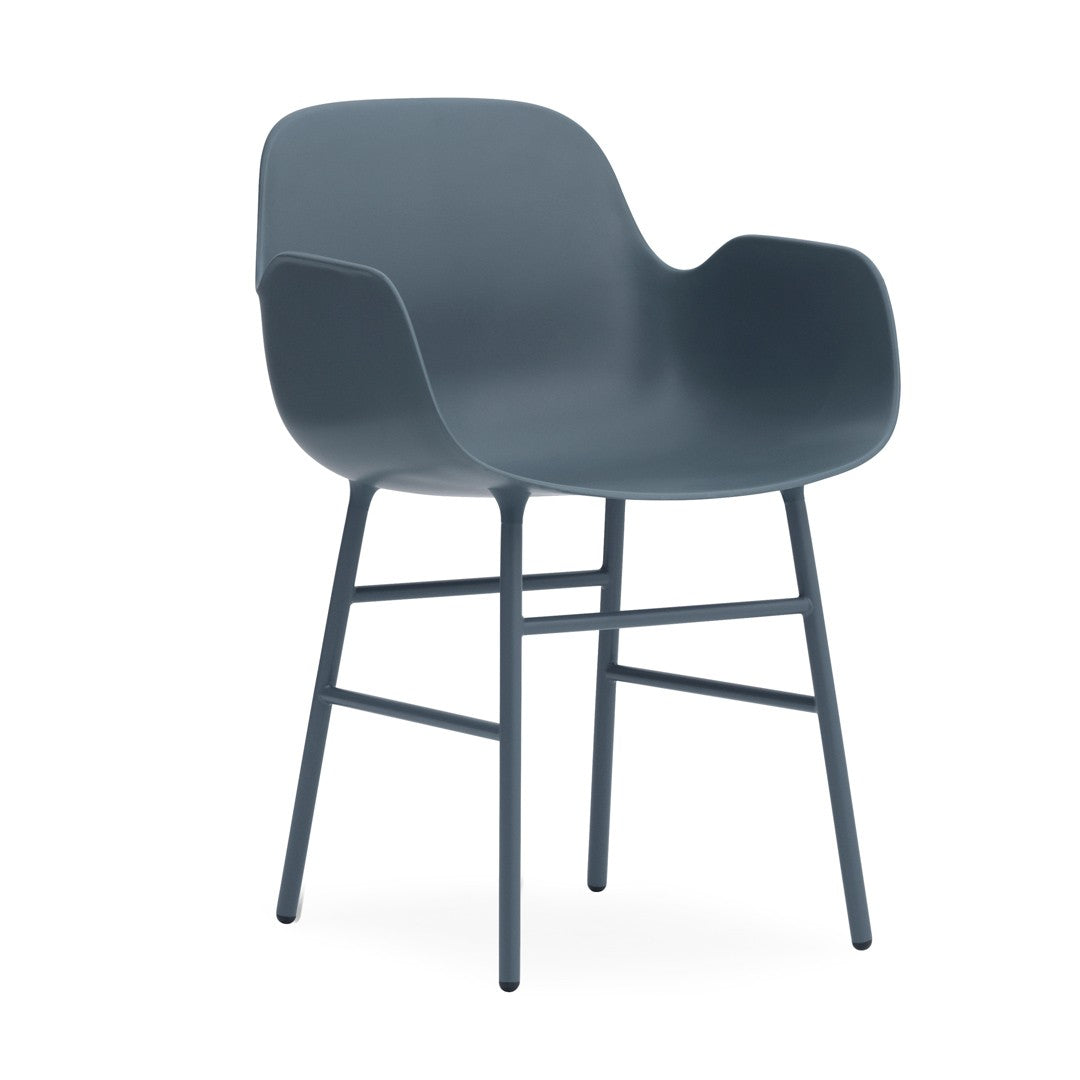 Armchair, Form, Blue, Steel Legs