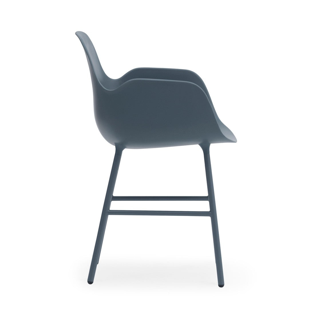 Armchair, Form, Blue, Steel Legs