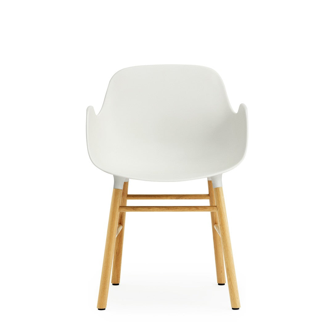 Form Armchair, White, Oak Legs