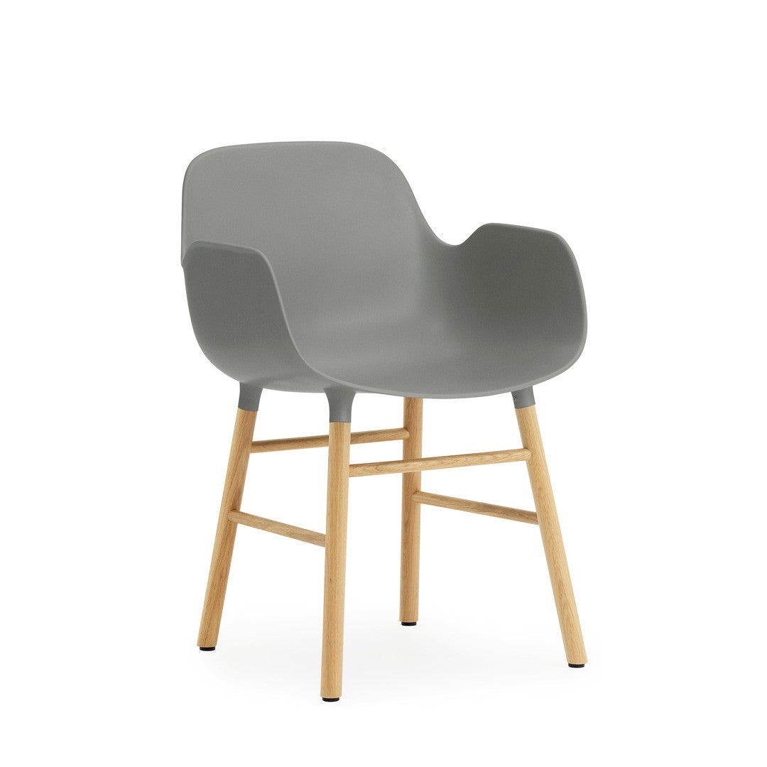 Form Armchair, Grey, Oak Legs