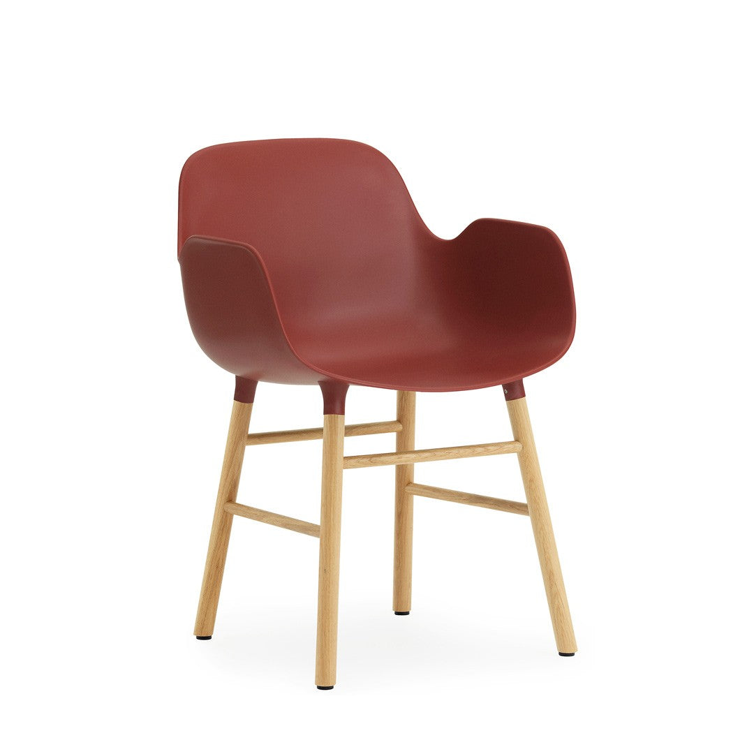 Armchair, Form, Red, Oak Legs