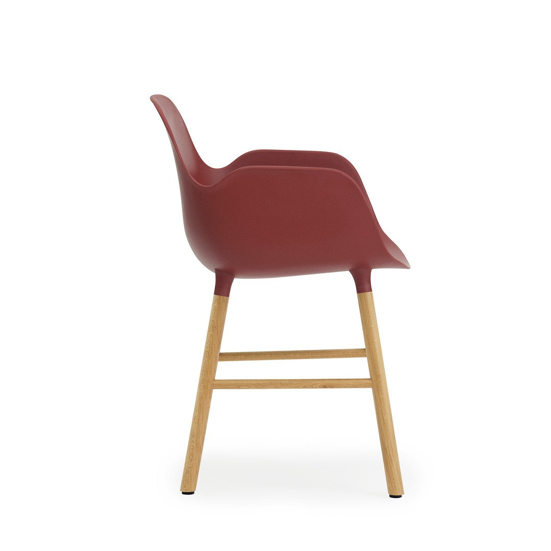 Armchair, Form, Red, Oak Legs