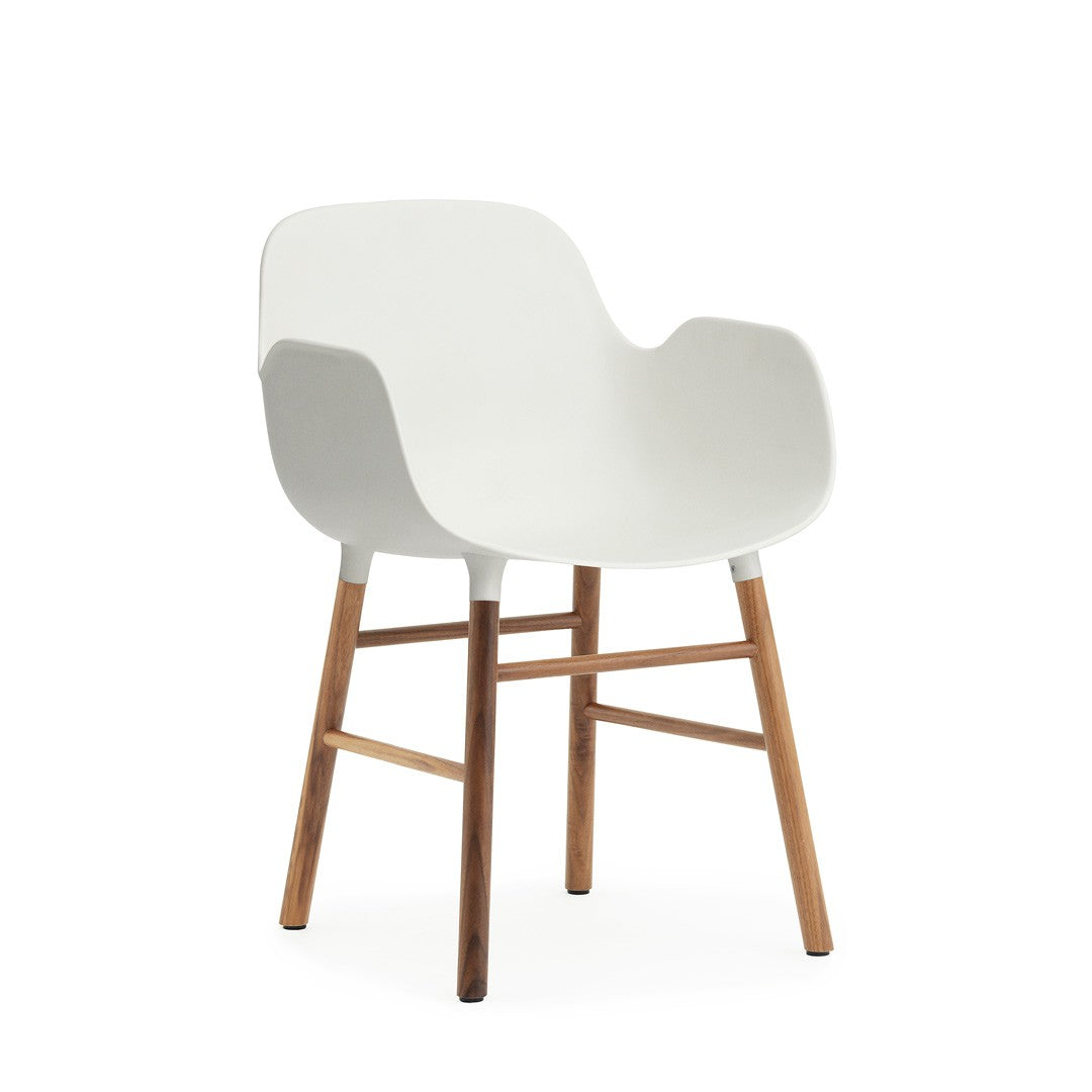 Form Armchair, White, Walnut Legs