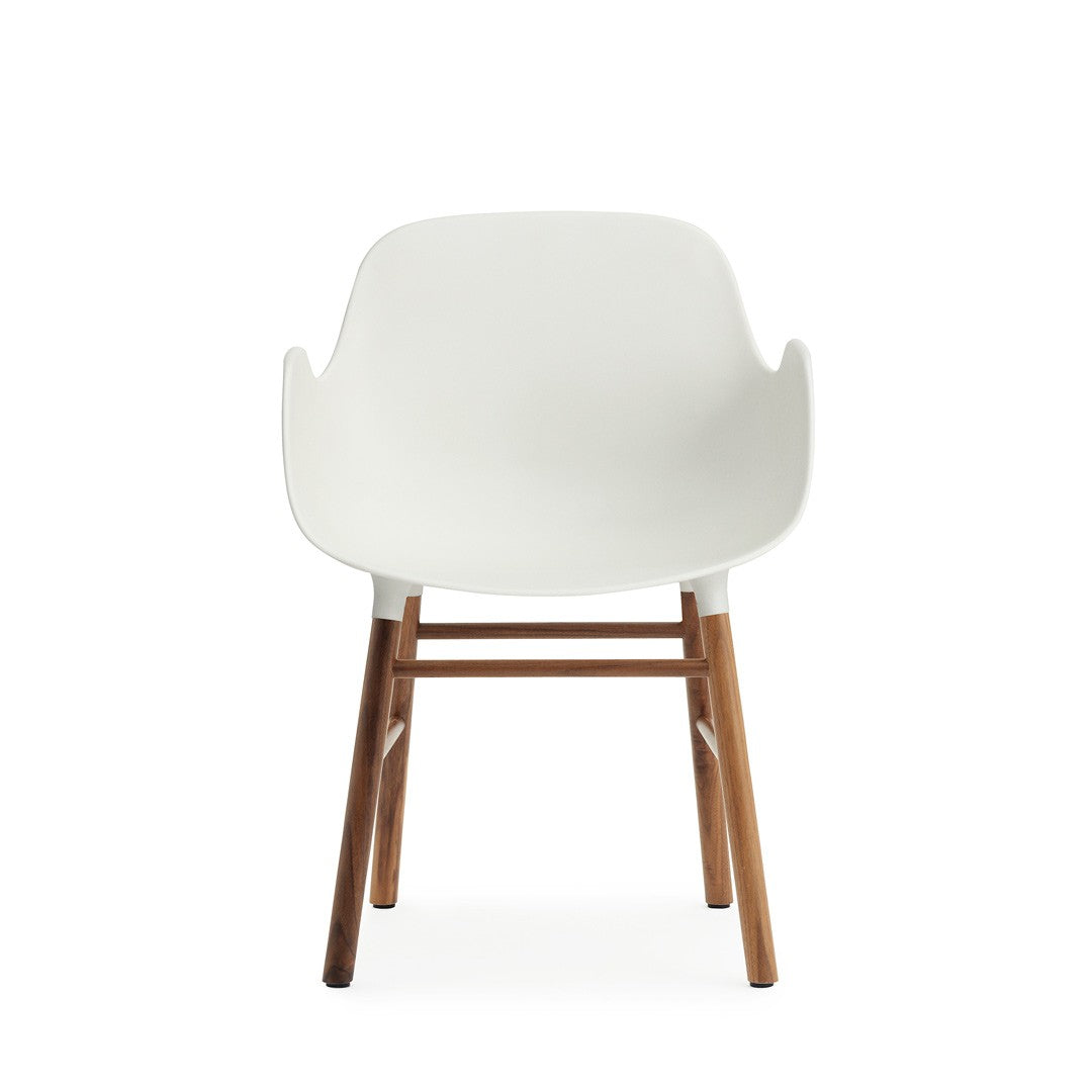 Form Armchair, White, Walnut Legs