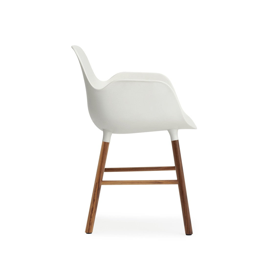 Form Armchair, White, Walnut Legs
