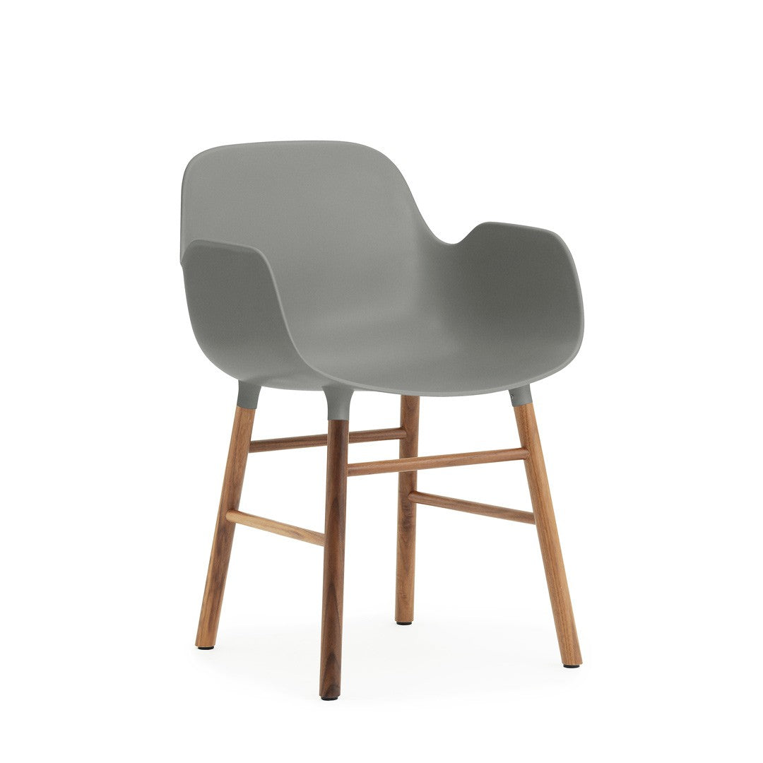 Armchair, Form, Grey, Walnut Legs