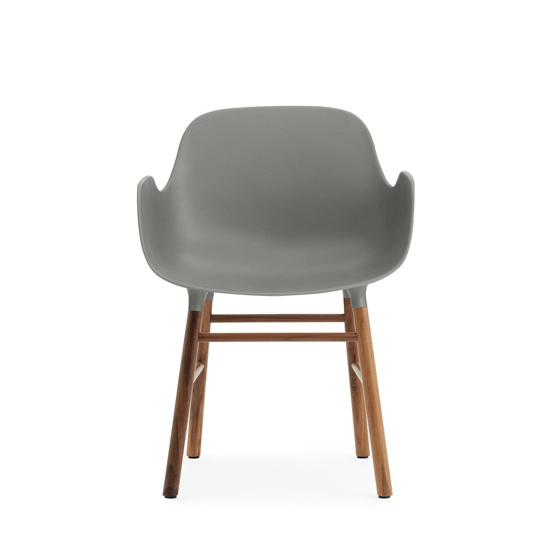 Armchair, Form, Grey, Walnut Legs