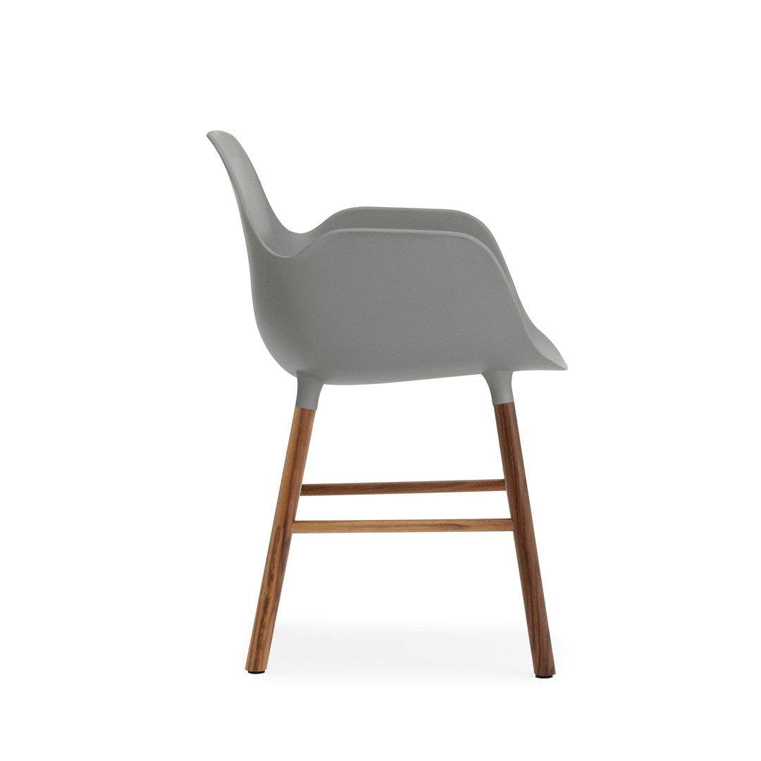Armchair, Form, Grey, Walnut Legs