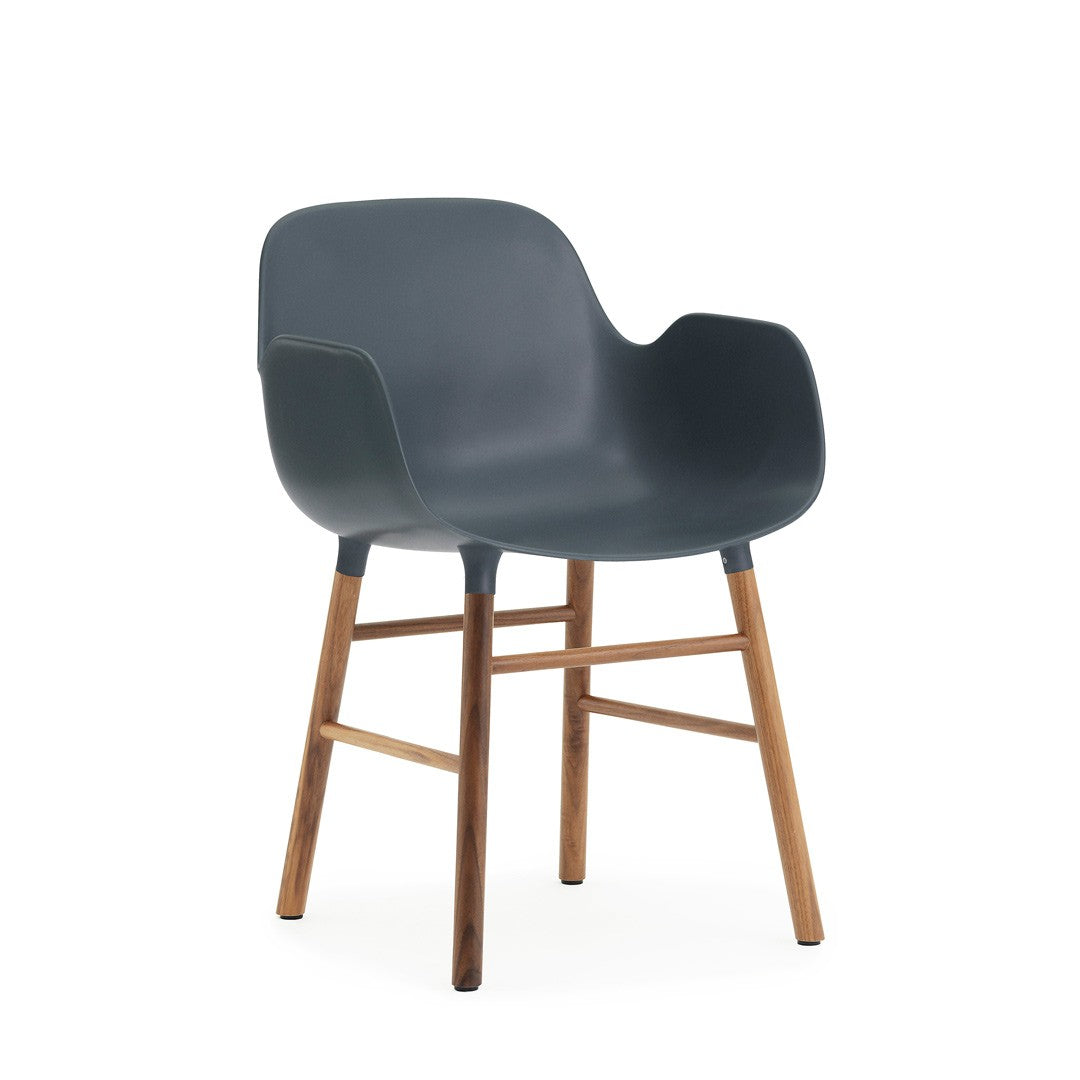 Armchair, Form, Blue, Walnut Legs