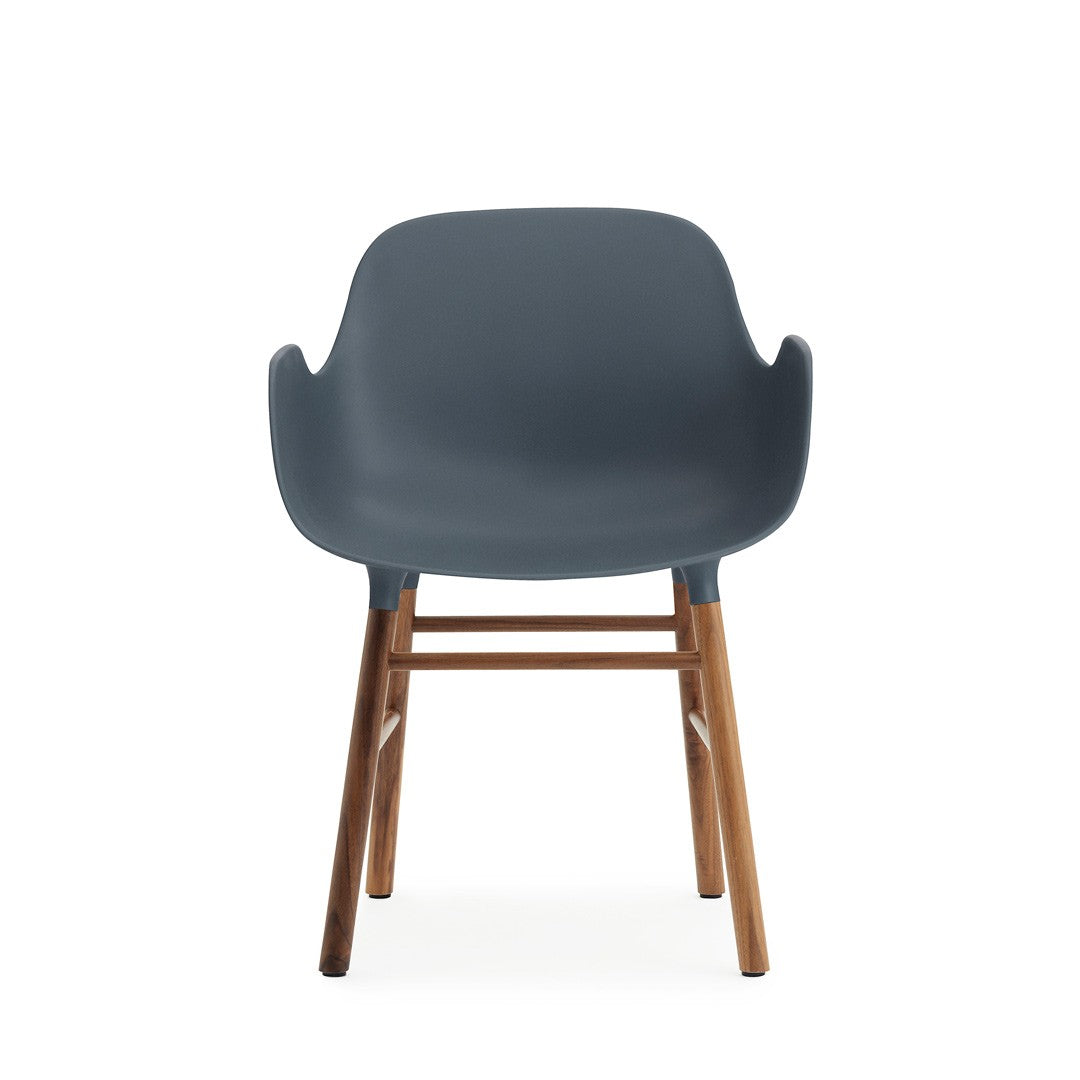 Armchair, Form, Blue, Walnut Legs