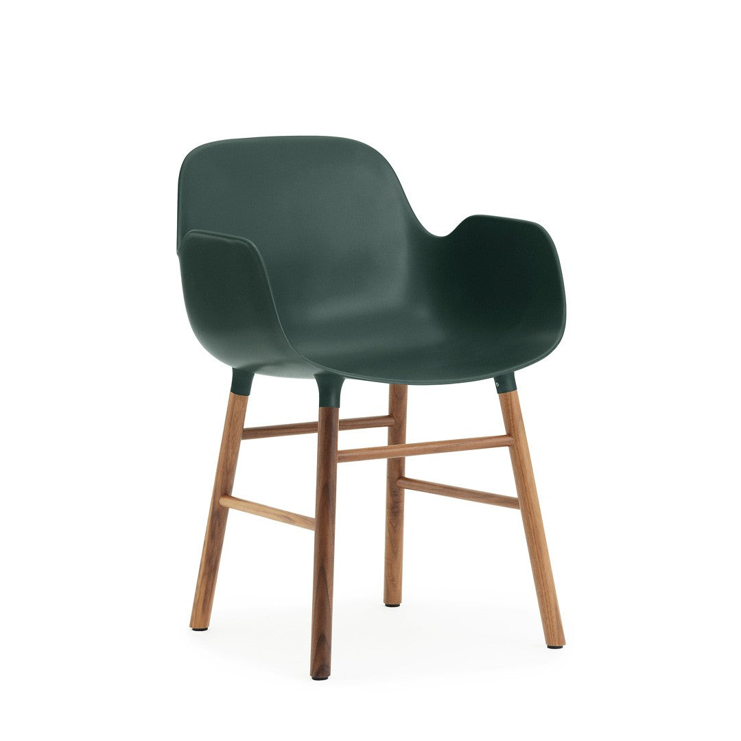 Form Green Armchair with Walnut Legs