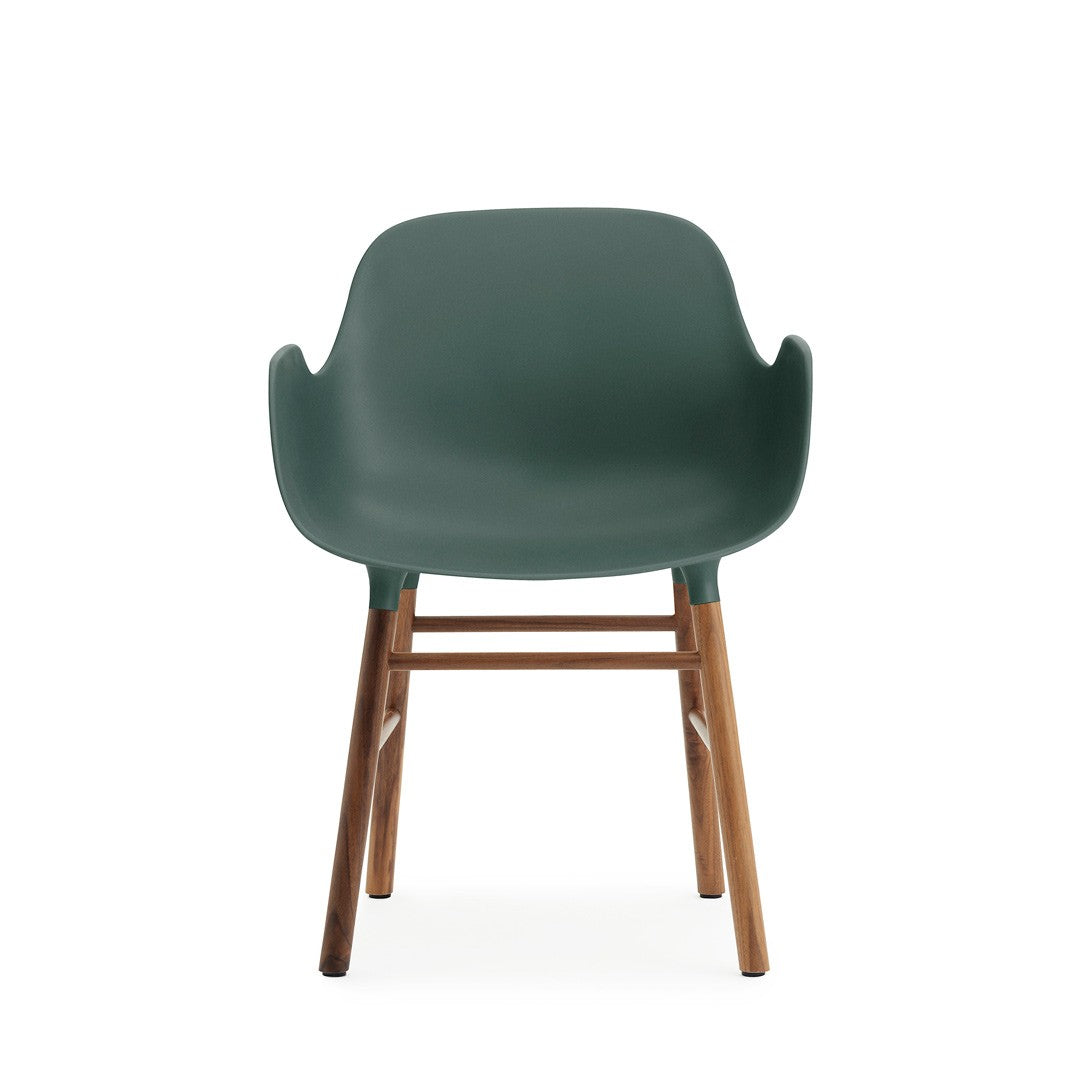 Form Green Armchair with Walnut Legs