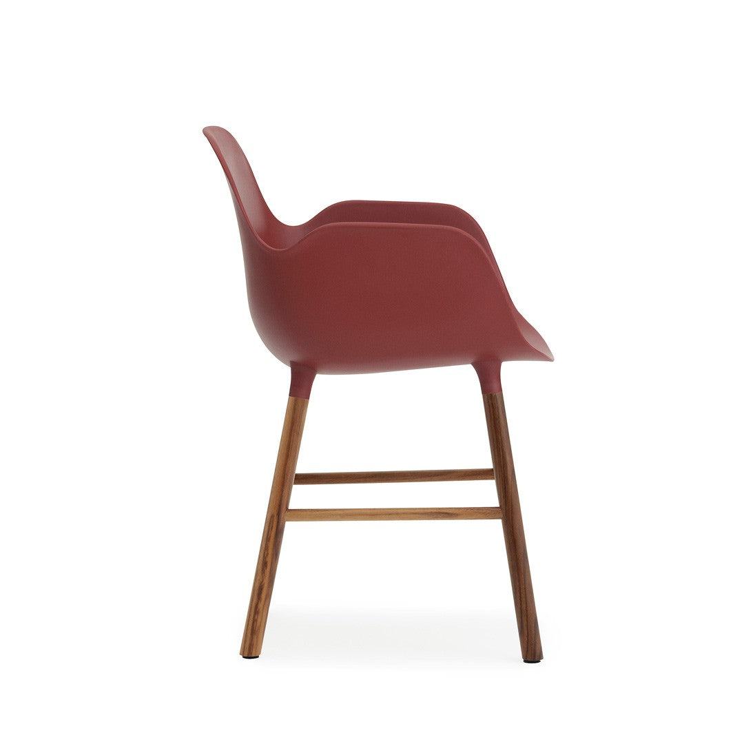 Form Armchair, Red, Walnut Legs