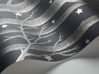 Wallpaper | Wood And Stars Dark Grey