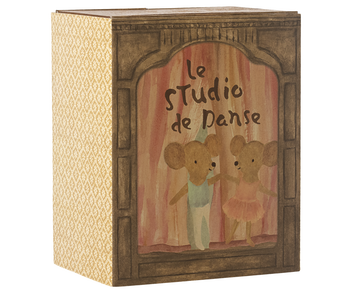 Ratones ballet en estudio de danza, hermana y hermano pequeños