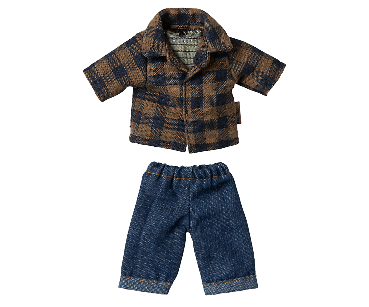 Camisa y pantalones a cuadros marrón, Papá ratón