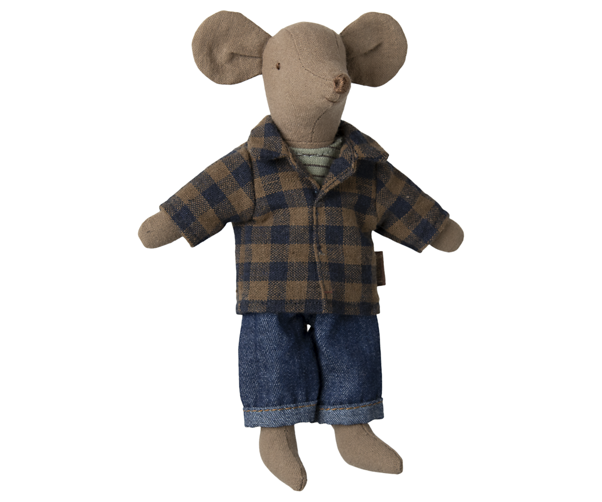 Camisa y pantalones a cuadros marrón, Papá ratón