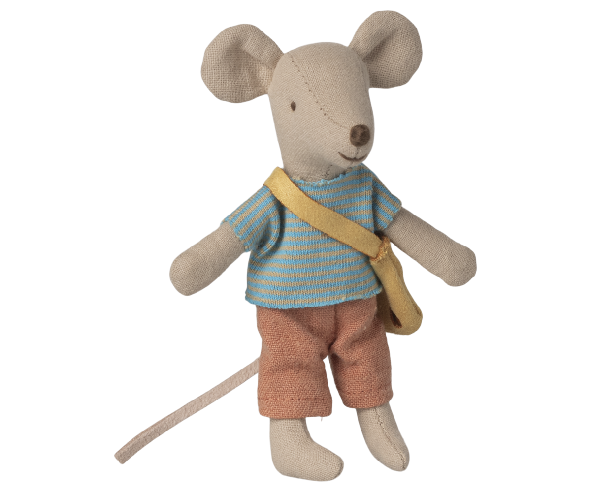 Hermano ratón pequeño con bolso