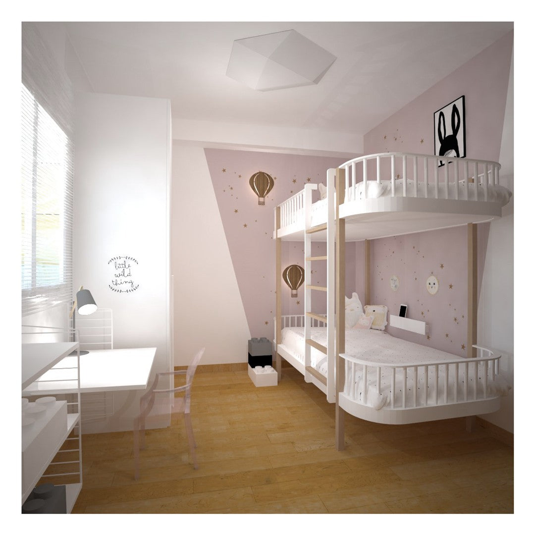 Habitación Litera Rosa Y Blanca Con Estrellas