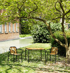 Mesa de exterior Vig 90 × 90 cm, robinia y verde oscuro