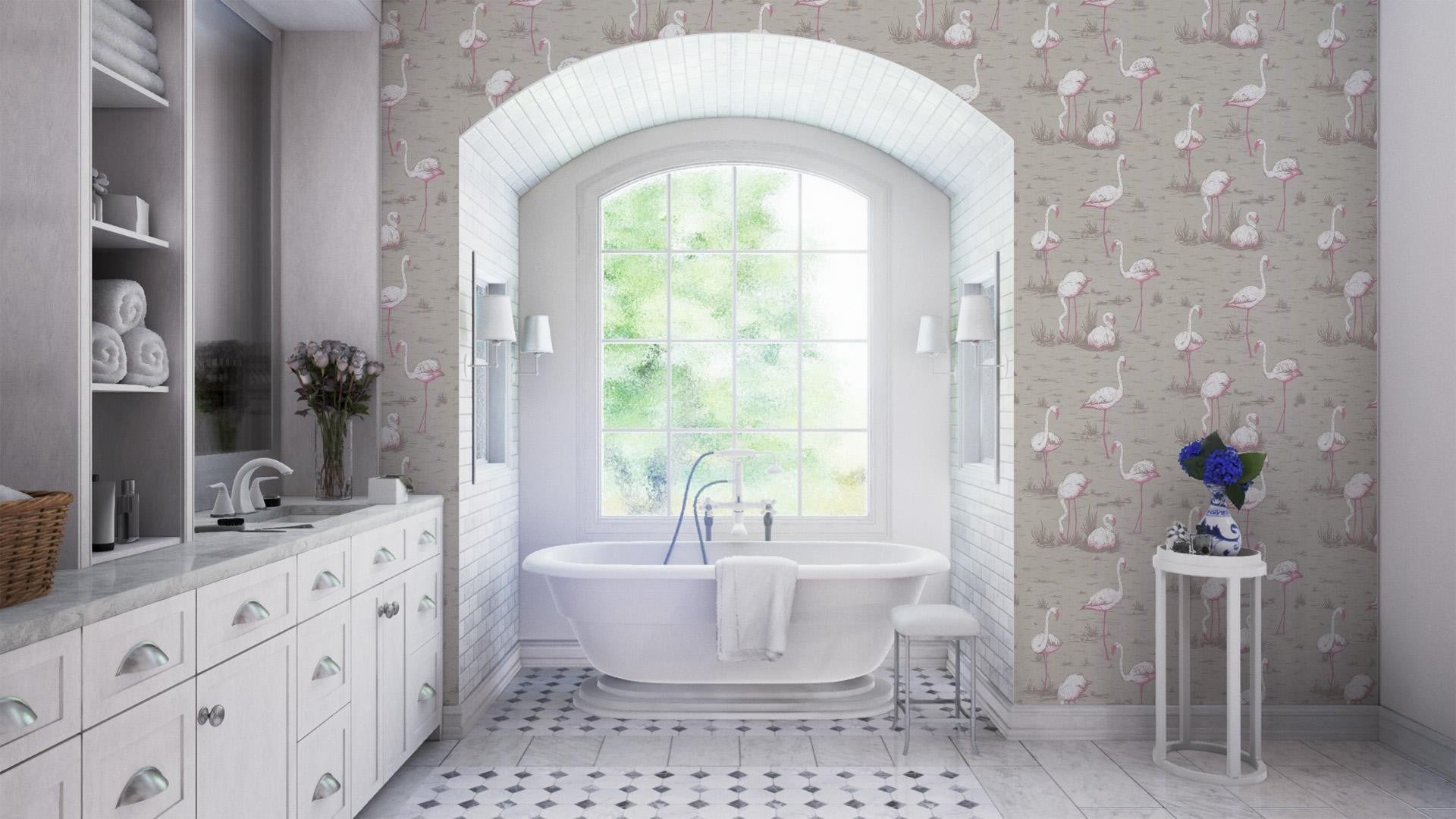 Papel Pintado | Flamingos Gris