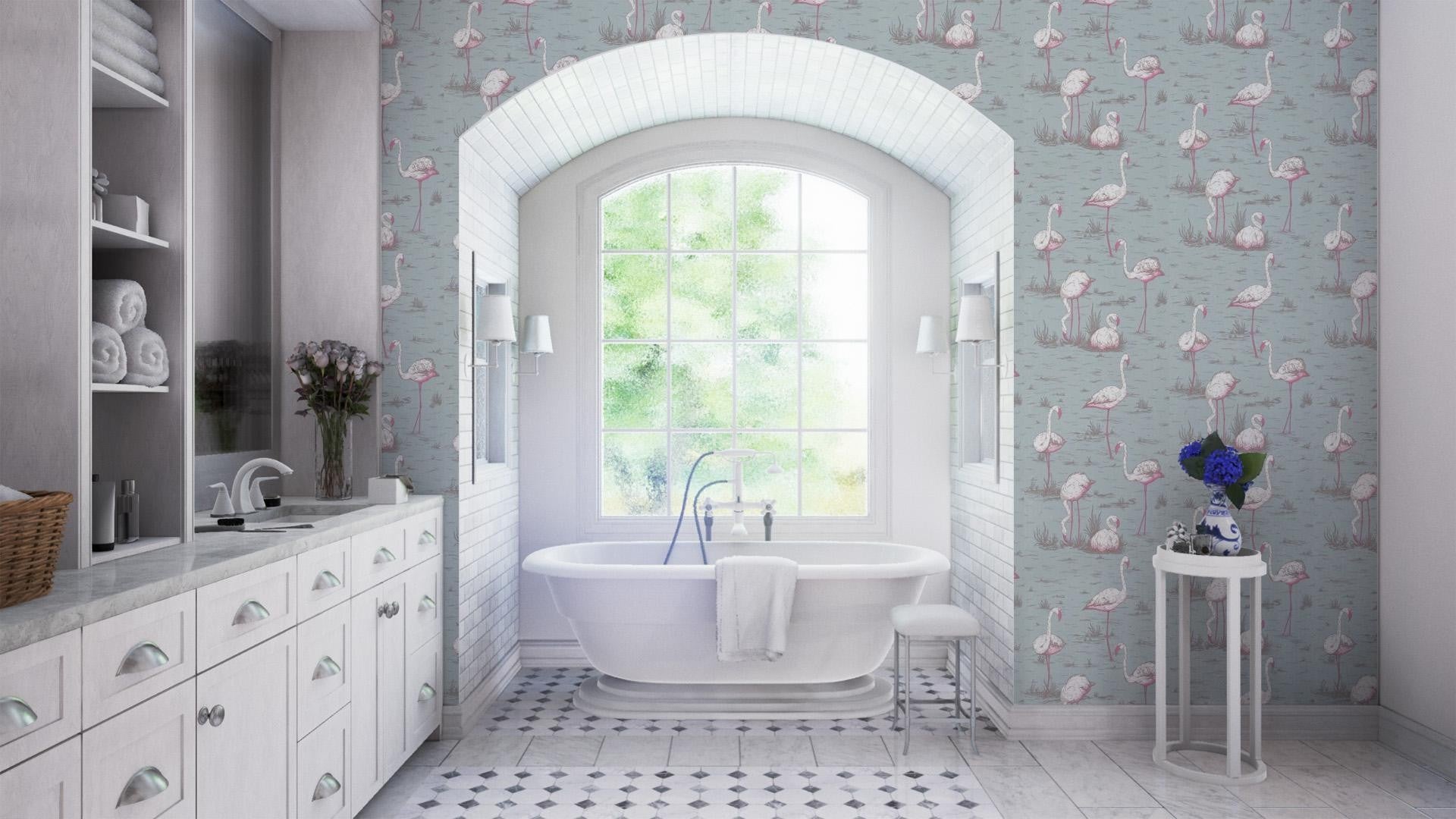 Papel Pintado | Flamingos Azul