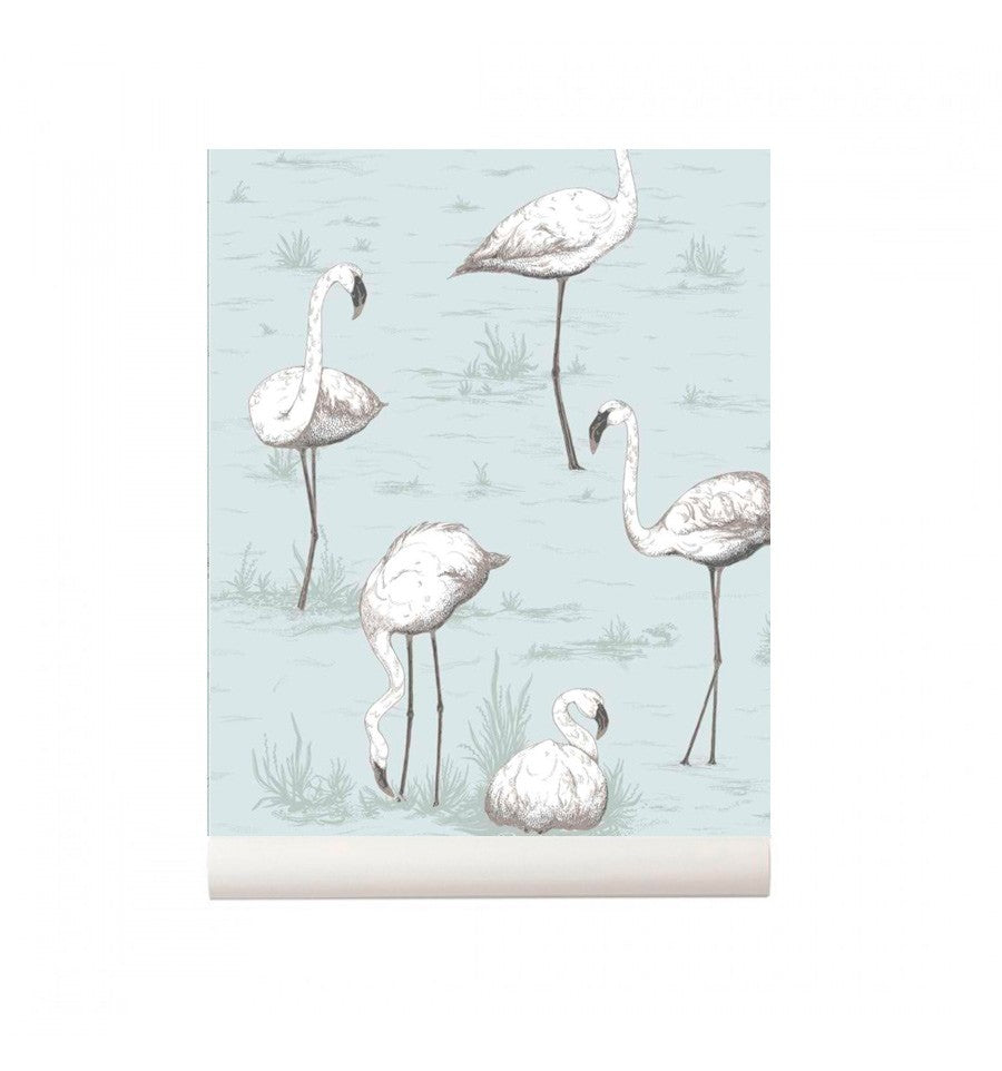 Papel Pintado | Flamingos Azul