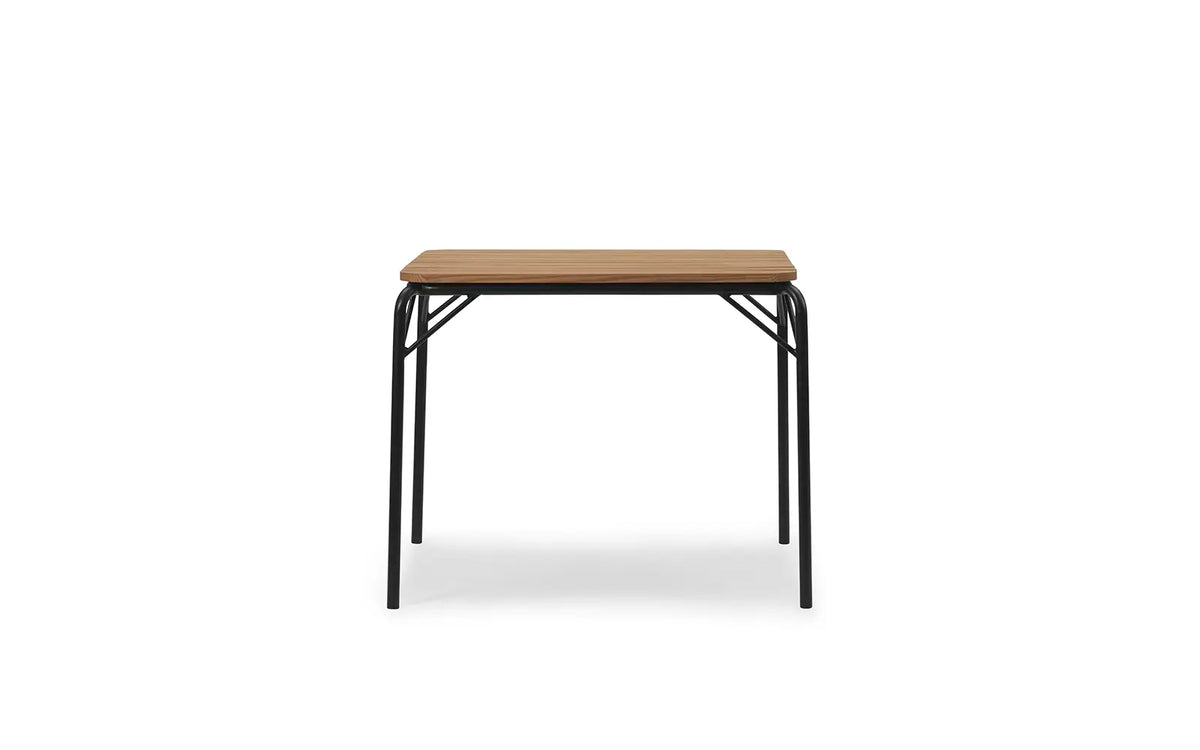 Mesa de exterior Vig 90 × 90 cm, robinia y verde oscuro