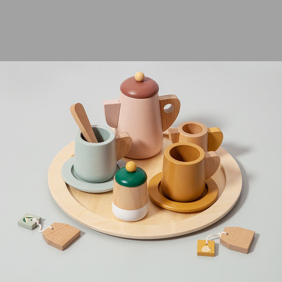 JUEGO DE TÉ DE MADERA