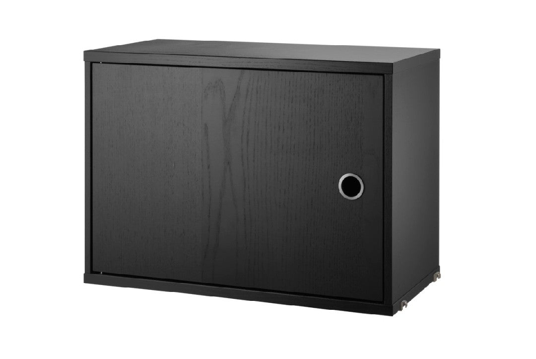 Armario con puerta batiente 58x30 cm Fresno teñido negro