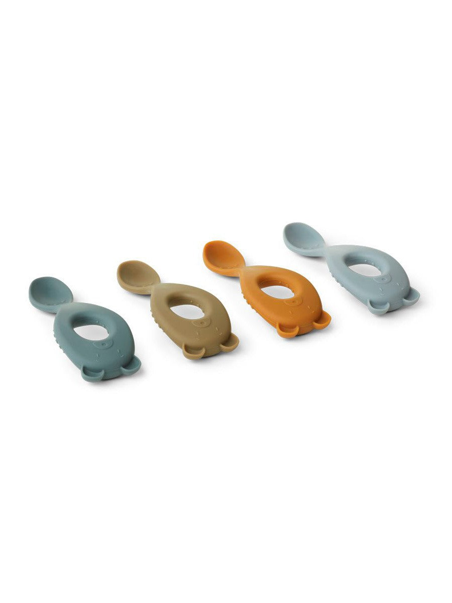 Pack de 4 Cuchara Silicona Azul | Liva Multi Mix