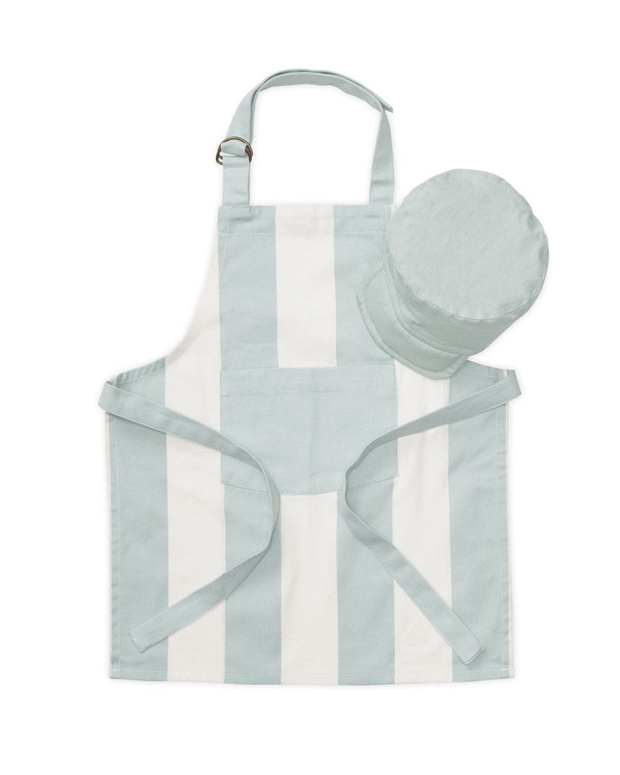 Delantal y Gorro de Tendero | Rayas Azul/Blanco