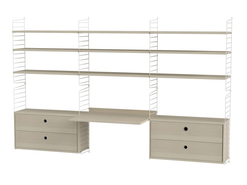 Estantería-Escritorio 240x150x30 Blanco/Fresno